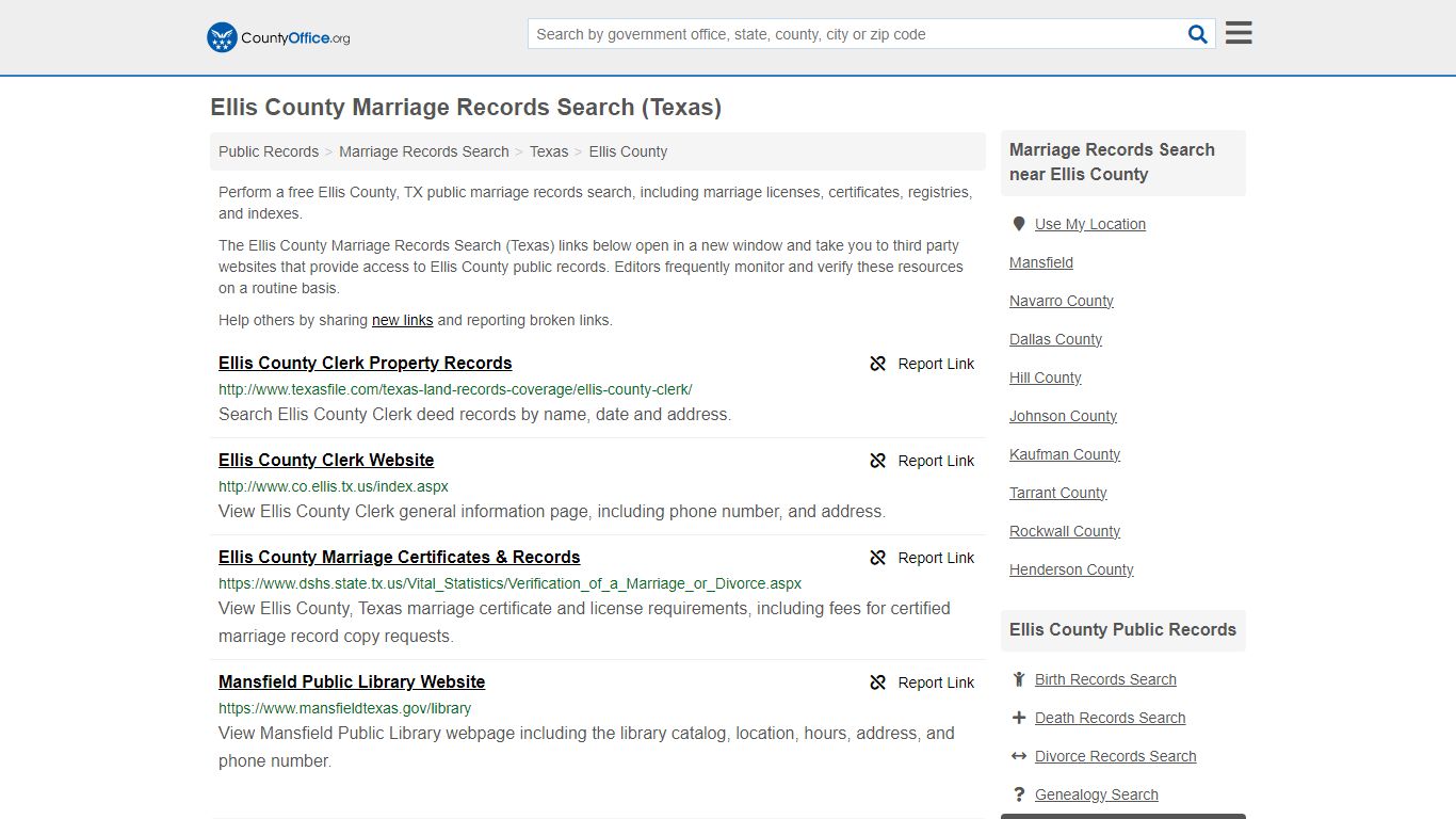 Ellis County Marriage Records Search (Texas) - County Office