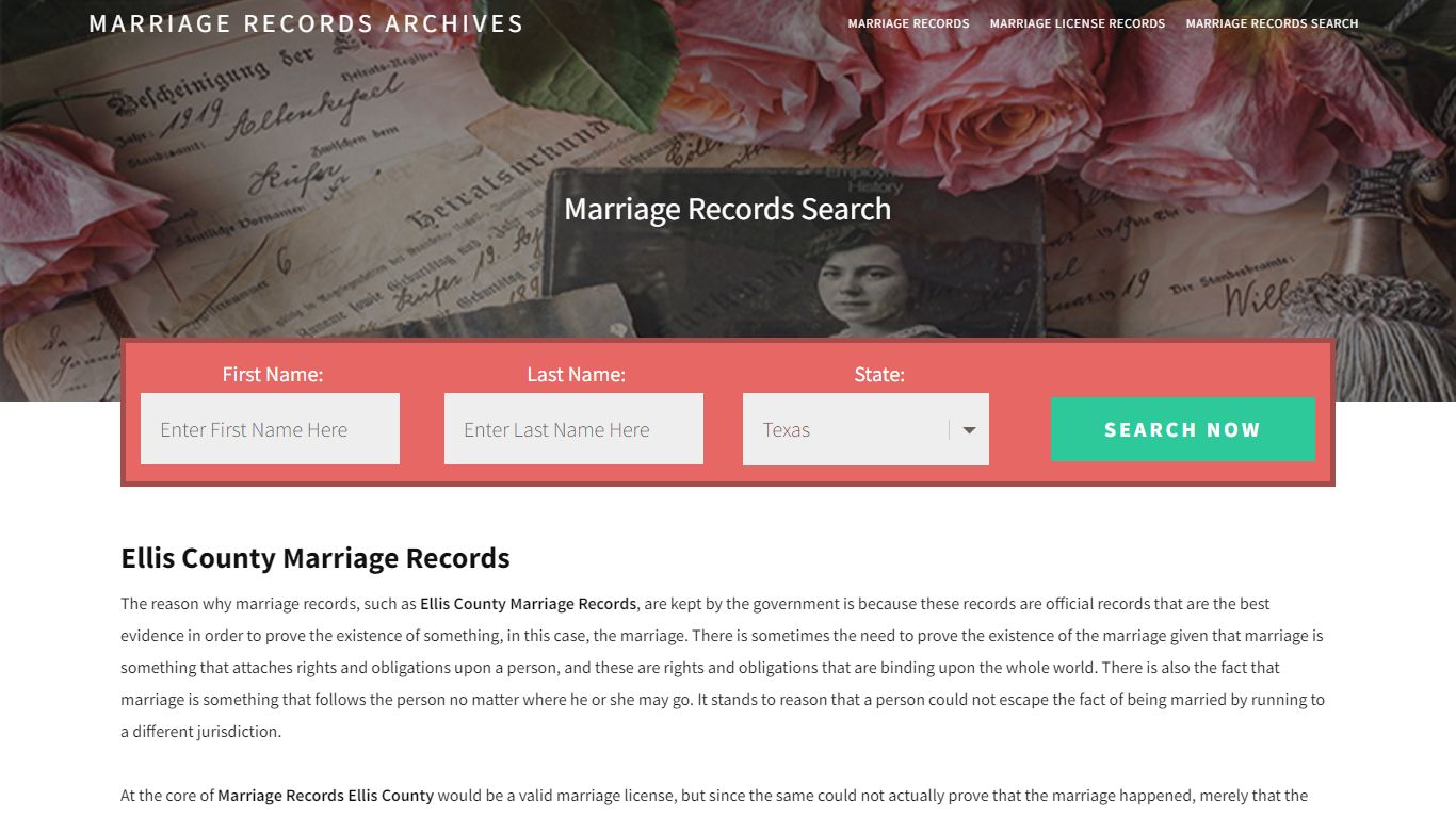 Ellis County Marriage Records