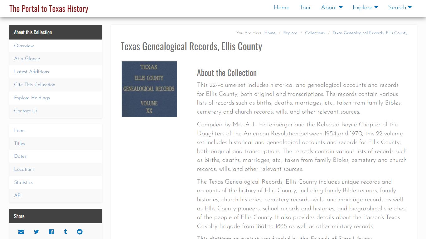 Texas Genealogical Records, Ellis County - The Portal to Texas History